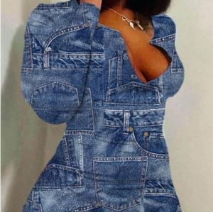 Blue patchwork denim design romper